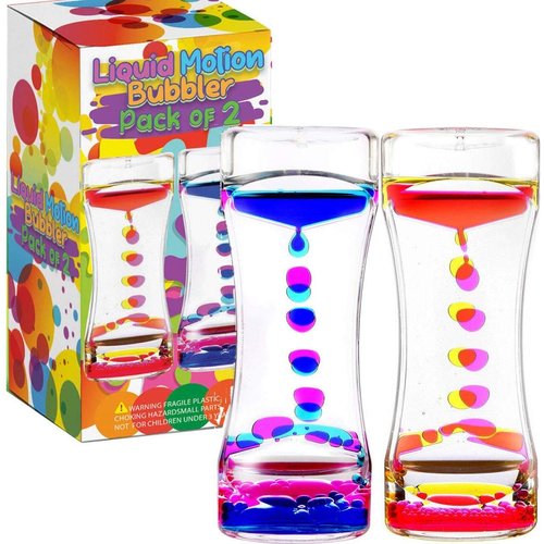 LIVOND Liquid Motion Bubbler Sensory Timer, 2 Minute – Big Calming Sensory Bubble Toy for Kids with Autism ADHD Anxiety or Special Needs (2 Pack)