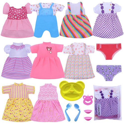 Baby Doll Clothes - Fits 12'' 13'' 14'' 15'' Girl Alive Baby Doll Clothes 360°Sewing Dresses for with Doll Diapers, Nipple, and Doll Accessories Pack of 18 Bag Set …
