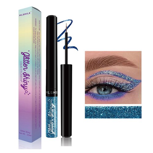 Sky Blue Glitter Eyeliner Liquid Liner Waterproof Long-Lasting Glitter Eyeshadow | Lipstick | Mascara, Smudge Proof Quick-Drying High-Pigmented Color Eyeliner, Flash Diamond Eyeliner Eye Makeup (09#)