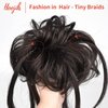 HOOJIH Messy Bun Hair Piece, Super Long Tousled Updo Hair Bun Extensions Wavy Hair Wrap Ponytail Hairpieces Hair Scrunchies with Elastic Hair Band for Women Girls - Black Brown