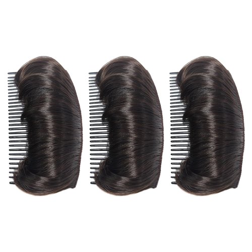 3Pcs Dark Brown Bump Up Volume Bun Invisible False Hair Clip Lift Volume Fluffy Styling Increased...