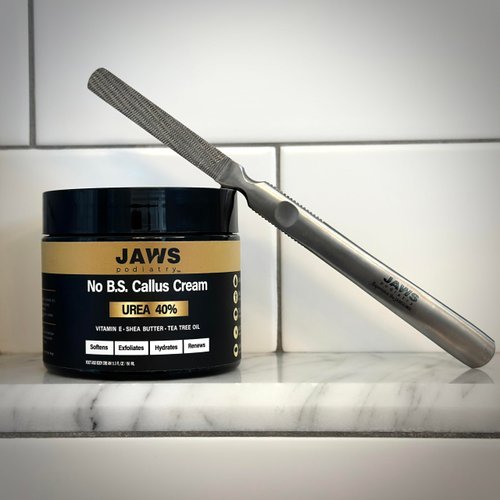 Urea Cream - Jaws Podiatry No B.S. Callus Cream - Foot Cream for Dry Cracked Heels Feet Knees Elbows Hands - 40% Urea Callus Remover For Feet - Soften Exfoliates Hydrates and Renews Skin