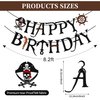 Black Felt Pirate Party Banner Happy Birthday Bunting Supplies Skull Pirate Party Decorations for Adults Kids (5th-50th)