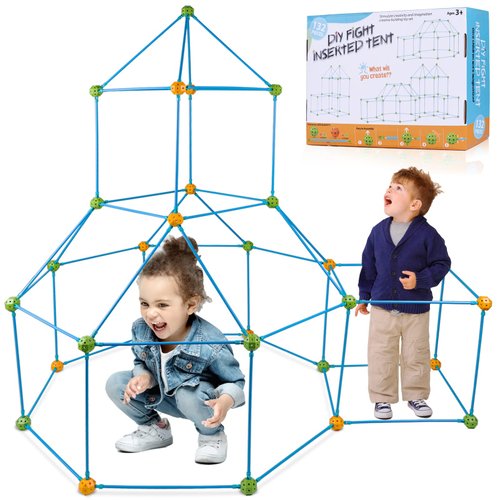YourGrace Fort Building Kit,132 pcs Stem Building Toys,Creative Forts for Kids 4-12 Years Old,Crazy Forts Builder for Making Castles Play Tents&Tunnels Rockets,Educational Fort Toys Indoor&Outdoor