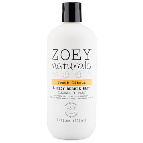 Absolutely Natural Zoey Naturals - Sweet Citrus Bubbly Bath for Kids & Babies - Organic Tear-Free, Non-Toxic Toddler Soap with Moisturizing Aloe & Avocado Oil - Made in USA, 17 oz