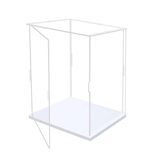 Clear Acrylic Display Case, Self-Assembly Acrylic Box with Transparent Side Door and White Thick Base, Dustproof Protection Showcase Organizer for Collectible Doll Toy Model (20X15X35cm/8X6X14inch)