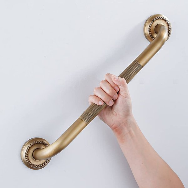 IMPEU Heavey Duty Grab Bar, 12-Inch Sturdy Hand Rail, Stylish Bathroom Armrest, Antique Brass Finish, Good for Senior, Kids, Elderly