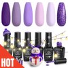 Beetles Gel Nail Polish Kit- 6 Colors Gel Polish Set Purple Glitter Nail Polish Soak Off Uv LED Gel Nail Kit Nail Art Manicure Gifts for Women Girlfriend Christmas Gift