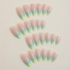 ANDGING Almond French Tip Press on Nails Neon Medium Length Fake Nails with Glue Acrylic Short Glue on Nails with Designs Aesthetic Gel Manicure False Nail for Women Stick ons Nails for Girls Wedding