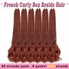 French Curl Crochet Braids 22 Inch 6 Packs Goddess Box Braids Crochet Hair Pre Looped French Curly Braiding Hair Cooper Red Crochet Box Braids With Curly Wavy Ends Synthetic Hair Extensions (#350)