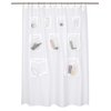 N&Y HOME Waterproof Fabric Shower Curtain or Liner with 9 Mesh Pockets - White, 71x72 Inches