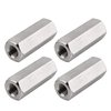 TOPPROS Pack of 4 M8 X 1.25-Pitch 40 mm Length Metric Hex Coupling Nut 304 Stainless Steel Rod Coupling Nuts