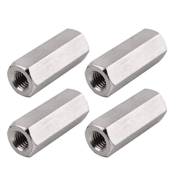 TOPPROS Pack of 4 M8 X 1.25-Pitch 40 mm Length Metric Hex Coupling Nut 304 Stainless Steel Rod Coupling Nuts