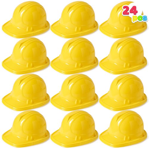 JOYIN Construction Hard Hats, 24 Pcs Toy Plastic Kids Party Hats, Yellow, for Children Construction Birthday Party, Building Theme Party Favors