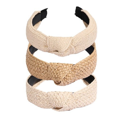 vowyore Fashion Rattan Wide Head Band Boho Headband Summer Bohemian Woven Headwear Hair Head Bands Hair Band for Woman Girl Hair Accessories