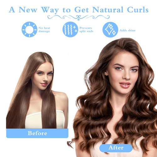 Overnight Blowout Rods, Heatless Hair Curler Flexi Rods Overnight Hair Curlers Heatless Hair Rollers, Heatless Curling Rods with Hook Hair Curlers Soft Heatless Curls Heatless Curlers-3PCS Blue