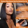 GUDOZO Bob Wig Human Hair Glueless Wigs Human Hair Pre Plucked Pre Cut 4x4 HD Lace Front Glueless Wigs Human Hair 180% Density Short Straight Bob Wigs for Black Women 12 inch