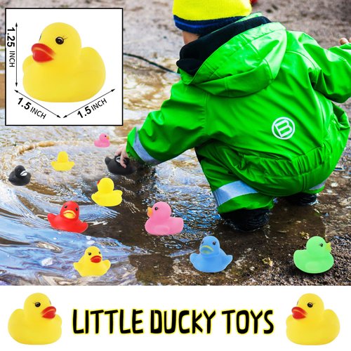 Rubber Duck Bath Toys 50PCS Mini Ducks Bulk for Kids Baby Shower Birthday Party Decorations Favors Gift Classroom Summer Beach Pool Activity Carnival Game, Six Colors
