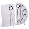 Makeup Palette, Makeup Mixing Palette, Stainless Steel Metal Foundation Palette with Spatula Artist Tool for Mixing Foundation Nail-Art, Cosmetic Mixing Makeup Palette, Makeup Plate, 6×4"/Silver/2pcs