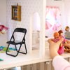 DEARMAMY 12Pcs Miniature Chair: Miniature Folding Chairs Doll House Folding Chair Phone Stand Mini Plastic Chair Foldable Black for Mini House Miniature Furniture Accessories Decoration