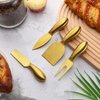 Patelai 4 Pieces Stainless Steel Cheese Knives Set, Cheese Tools with Cheese Slicer and Cheese Cutters for Kitchen (Gold)