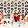 gisgfim 12 Packs Race Car Party Banners Wheel Tire Birthday Decorations Garland Kit Car Tyre Hanging Swirl Racing Car Paper Cutouts Banners Race Car Baby Shower Supplies for Kid Teen