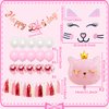 Cat Birthday Party Decoration Kitty Cat Balloons Cat Kitty Birthday MEOW Banner Meow Party Supplies Pink Cat Kitty Cake Decoration