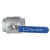 Megairon 316 Stainless Steel 2" Full Port Ball Valve with Blue Vinyl Handle, NPT Female x Female Thread,1000 WOG(US Stock)