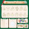 OCHIDO 36 Pcs Wooden Christmas Ornaments for Hanging Decorations,12 Styles Unfinished Wooden Slices with Holes for Paintable Crafts,Kid DIY Craft Gift Toys with Paint Set for Girls and Boys Ages 5-12