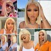 mogge Blonde Bob Wigs Human Hair 613 Blonde Bob Wig 13x4 HD Transparent Lace Front Bob Wigs For Women Pre Plucked With Baby Hair Glueless Short Straight Cut Bob Wig 10 Inch