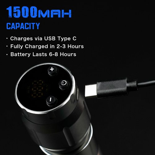 Dragoart MC-W1 Tattoo Power Supply 1500mAh, 4-12v RCA Tattoo Machine Battery Rechargeable USB Digital Screen, Tattoo Supplies for Rotary Tattoo Machine Wireless Tattoo Gun, Silver