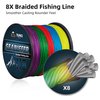 RUNCL Braided Fishing Line, Abrasion Resistant Durable Fishing Line for Saltwater Freshwater, No Stretch, Smaller Diameter, Hi Vis Rainbow Color Measure Line, 328-1093 Yds