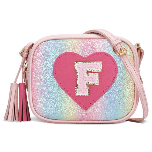KKXIU Kids Purse Toddler Gifts for Girls and Women Vegan Leather Crossbody Bag with Tassel (Shine-F)