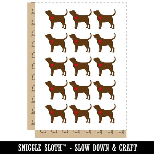 Bloodhound Dog with Heart Temporary Tattoo Water Resistant Fake Body Art Set Collection - 15 2" Tattoos (1 Sheet)
