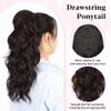 ALXNAN Ponytail Extension,Drawstring Ponytail Hair Extensions Dark Brown Long Wave Ponytail for Women(20inch)