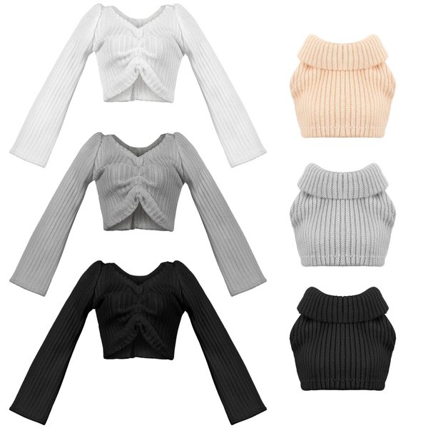 Bencailor 6 Pcs Doll Clothes for 11.8 Inch Doll, Doll Accessories Summer Tops Swimwear Robe Doll T Shirt Dress Winter Coat Jacke Doll Outfit Girl Birthday Gift(White, Gray ,Black)