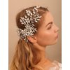 BERYUAN Rhinestone Crystal Flower Hair Comb with Headpiece for Bride, Wedding and Women Girls Silver