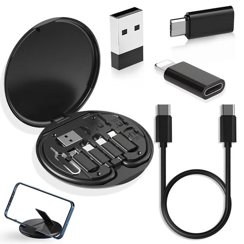 Tek Styz Multi-USB 60W Charging Adapter Cable Kit Compatible with Asus ROG Phone II Conversion Plus Stand, 5Gbps Data Transfer USB-C MicroUSB Card Pin Holder Storage