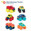 B. toys- – Plastic Toy Cars – 6-Pack & Storage Bag – Colorful Toddler Trucks – Easy To Clean – 2 Years + – Mini Monster Trucks