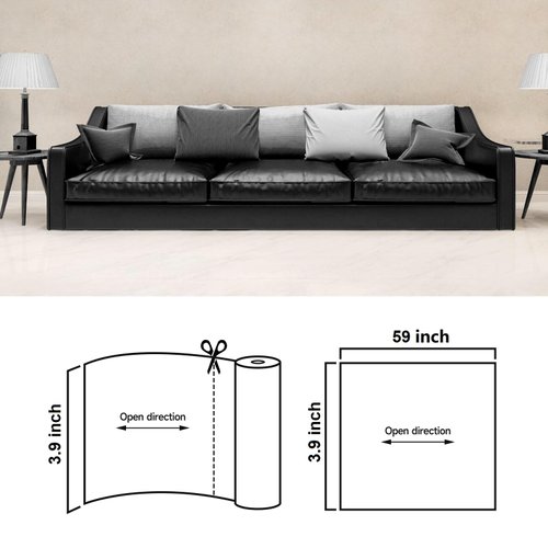 Zibropus Leather Repair Tape Black, Self Adhesive Leather Repair Patch Kit, Breathable Vinyl Leather Patch for Sofa Furniture Car Interior Seat Office Chair (Perforated, 3.9x59 inch)