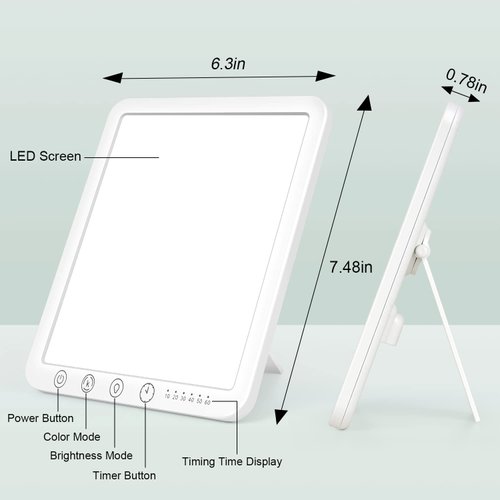 DIKAKO Light Therapy Lamp, 15000 Lx Sun Lamp,3 Color Temperature, 5 Levels of Adjustable Brightness and Timer Function Light Lamp, Touch Control, Rotatable Stand, Memory Function, Home/Office Use