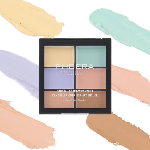 PHOERA Color Correcting Concealer Palette,Face Contouring Concealer Full Coverage.(04 Color Correcting Concealer)