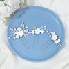 Heread Flower Bride Wedding Hair Pins Silver Leaf Bridal Hair Pieces Pearl Hair Accessories for Women and Girls(Pack of 3)