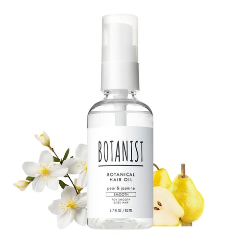 Botanist Japanese Organic & Natural Hair Oil for Smooth Sleek Hair, Nourishing Hair Care Oil with Pump, Botanical Hair Oil Serum with Essential for Tangled Hair, Pear & Jasmine 80 mL/2.7 fl Oz