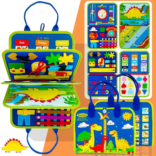 Zaztytoy Busy Board Book Montessori Toy for Toddlers 1-4, Educational Sensory Busy Book, Travel-Friendly Educational Activities Toy for Learning Fine Motor Skills, Boy & Girl Christmas Birthday Gifts