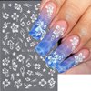 3D Hibiscus Flower Nail Stickers for Nail Art, Flowers Nail Art Stickers Self Adhesive Gold Pink White Nail Art Design Flowers Decals Pegatinas para Uñas Stickers for Women Nail Decoration 4Sheets