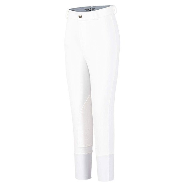 TuffRider Kid's Ribb Knee Patch Breeches, White, 6