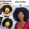 YOUNG BEAUTY Afro Kinky Curly Wig with bangs Glueless Scalp Top Full Machine Made Human Hair Wigs for Black Women 200Density Kinky Curly Brazilian Human Hair Wig 14inch Natural Color