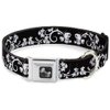Buckle-Down Seatbelt Buckle Dog Collar - Butterfly Garden2 Black/White - 1.5" Wide - Fits 13-18" Neck - Small