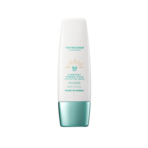 THE FACE SHOP Everyday Mineral Sunscreen SPF 50, Korean Sunscreen for Face with Zinc Oxide, Panthenol & Niacinamide, For Sensitive Skin, No White Cast, Water Resistant, Reef Friendly, Fragrance-Free